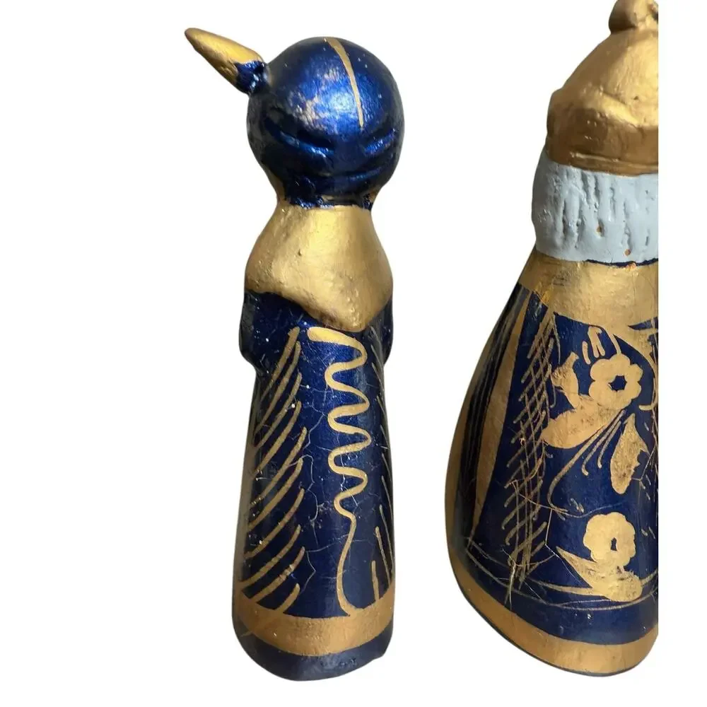 Mexican Folk Art Nativity Figures Magi Wise Men Hand Painted Clay Vintage‎ 2.5